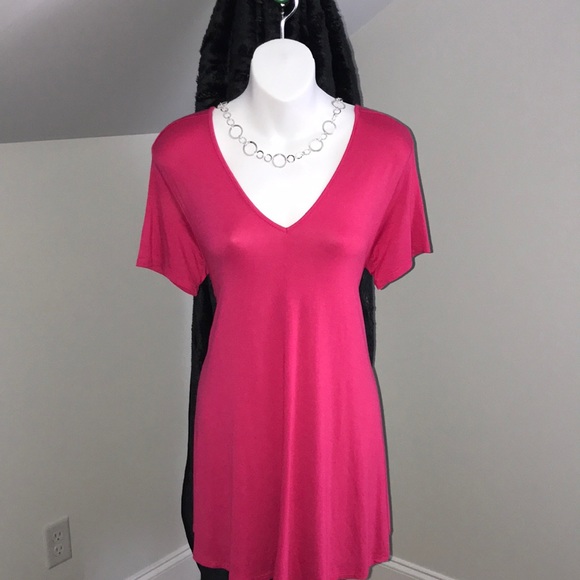 Grace Elements Tops - GRACE ELEMENTS SHORT SLEEVE FUSHIA TUNIC